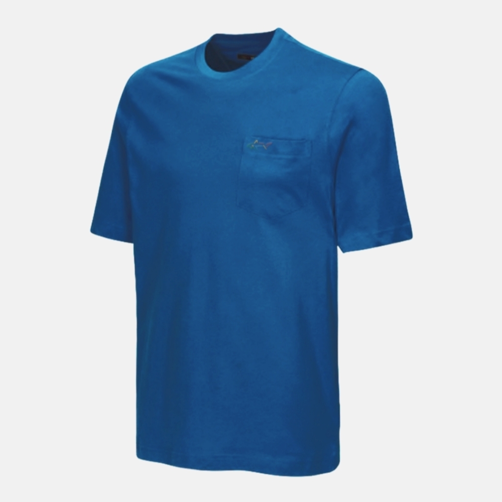 Greg Norman Collection Men's Chest Pocket Cotton Blue T-shirt